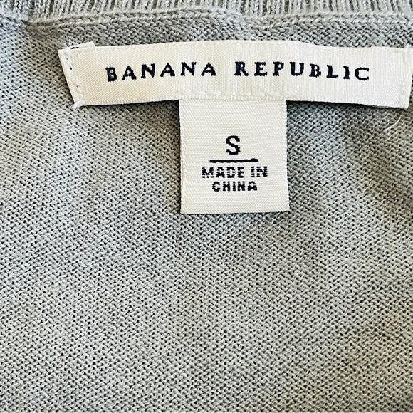 Banana Republic Silk Cotton Blend Pleat Front Sweater Top | Size Small | Gray - Picture 6 of 9